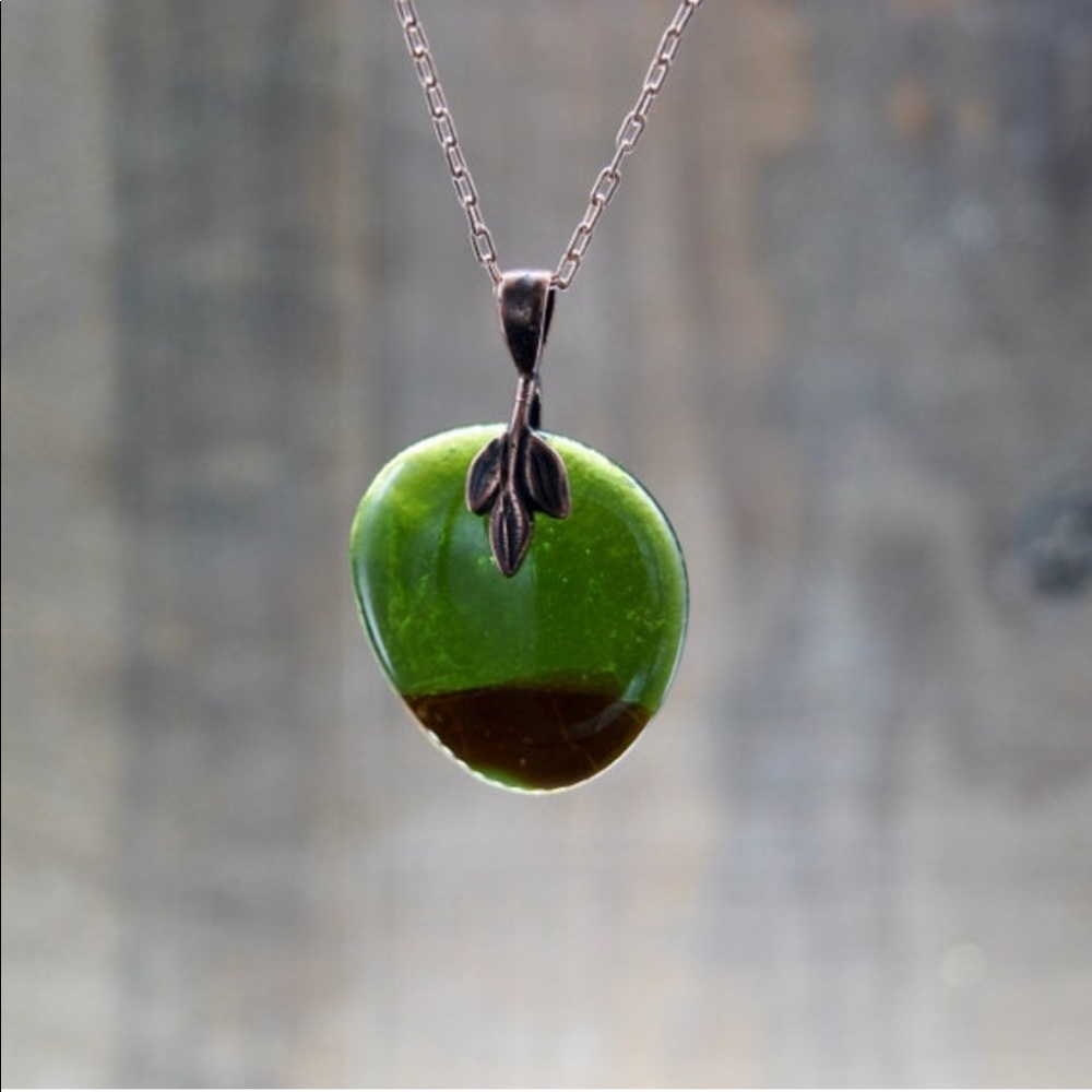 Recycled Wine and Beer Bottle Glass Necklace Unique Gift Alcohol Upcycled - Picture 1 of 4